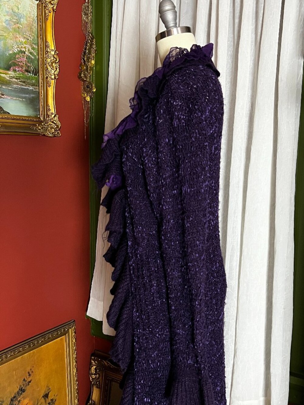 Purple Knit Ruffle duster - Picture 5 of 16